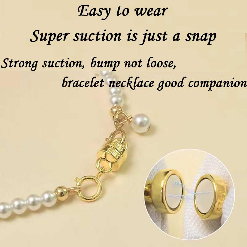 925 Silver Magnetic Necklace Clasps, Magnetic Necklace Clasps and Closures for Bracelet Necklace Extender (4pcs | 2gold & 2silver)