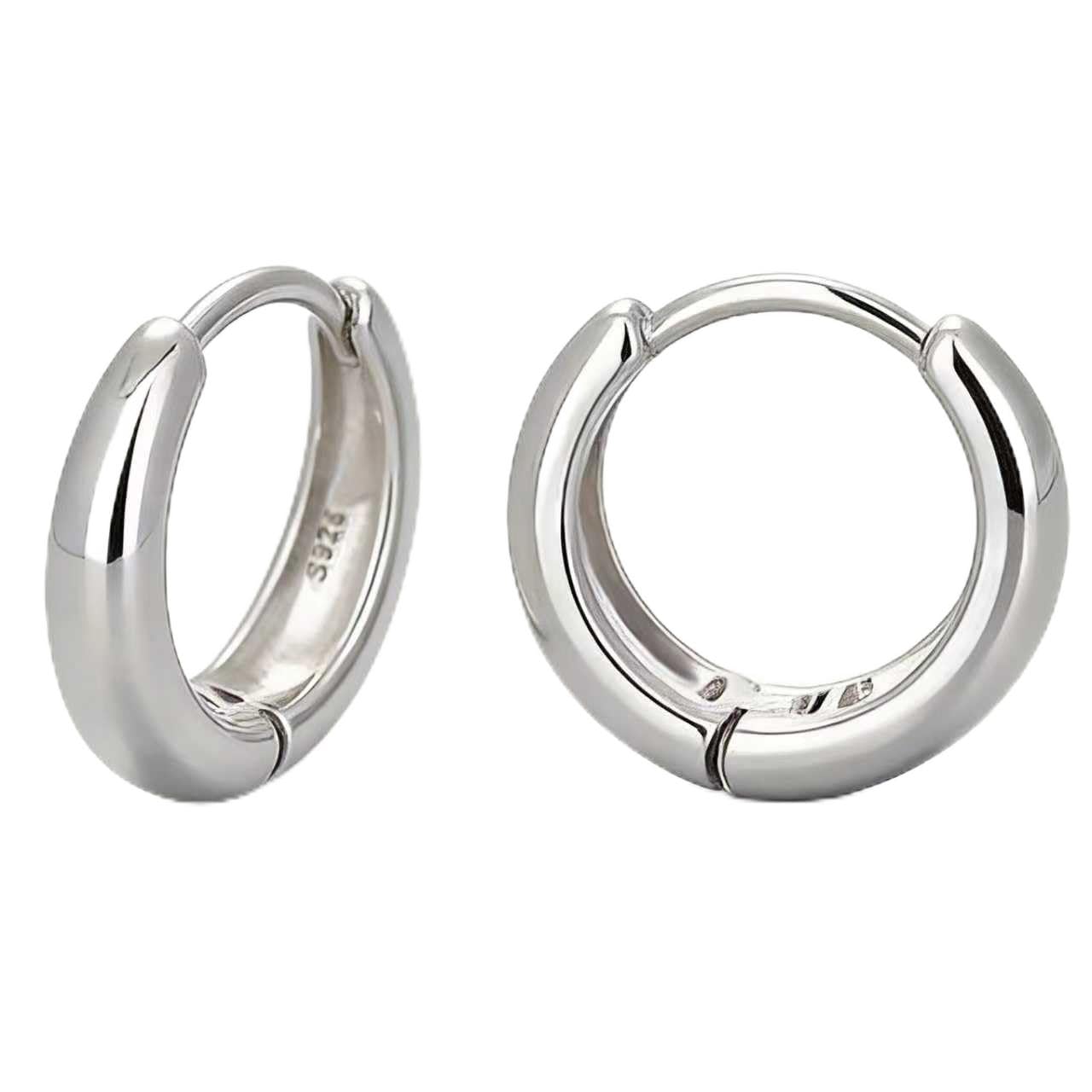 Italian Sterling Silver Earrings for Men Hoop Huggie Earring Polished, Jewelry for Alentine's Day, Father's Day, Thanksgiving Gifts, Birthday Presents (Waterdrop)