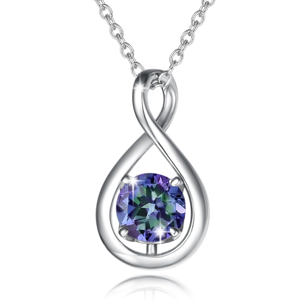 FANCIME Alexandrite Necklaces June Birthstone Necklace for Women, Sterling Silver Infinity Pendant Fine Jewelry Anniversary Birthday Mothers Day Gifts for Daughter
