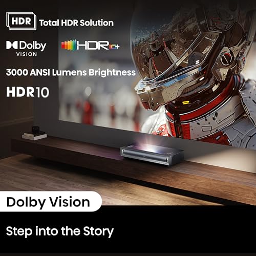 Hisense PX3-PRO Ultra Short Throw Triple Laser Projector, 4K UHD, 80” – 150”, 3,000 Lumens, 3000:1 Contrast, Dolby Vision & Atmos, IMAX Enhanced, 240 High Refresh Rate, Google TV, Designed for Xbox