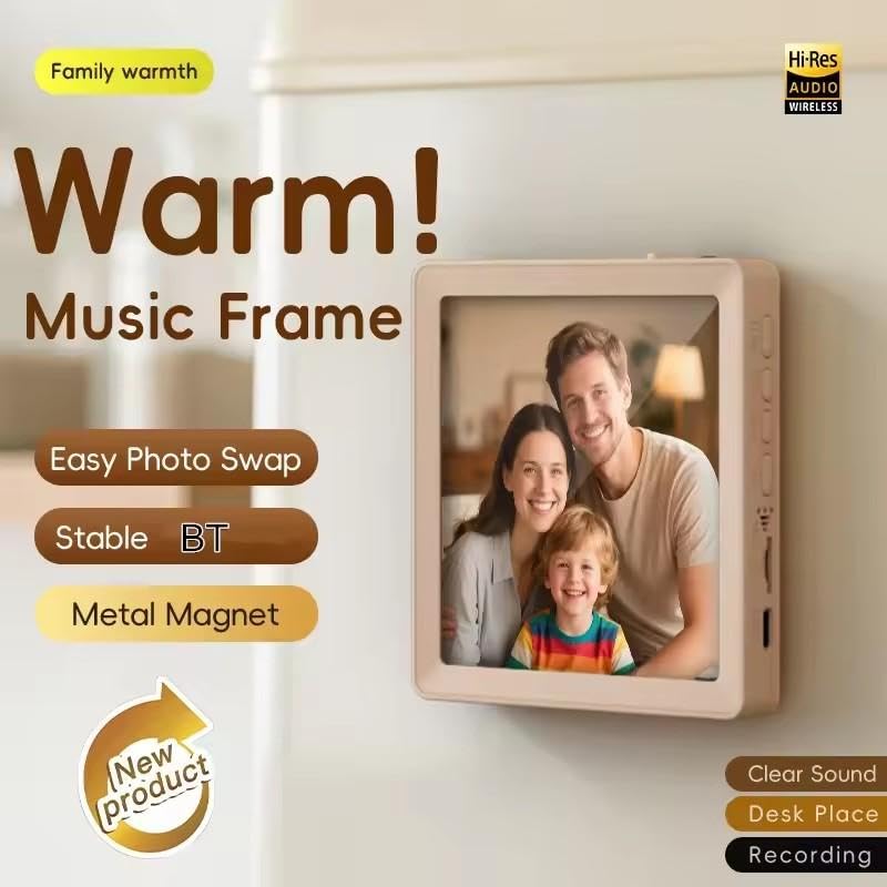 Picture Frame with Sound,Personalized Wireless Tabletop & Wall Mount Sound Photo Frame,Back Magnetic Design,with Recording Function,for Living Room,Bedroom,Office,Unique Gifts for Famiy & Friends