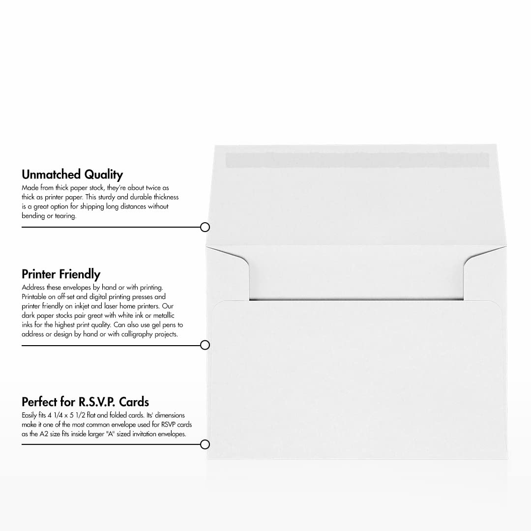 LUXPaper A2 Invitation Envelopes (4 3/8 x 5 3/4) - 70lb. Classic Linen Avon Brilliant White (1000 Qty.) | Perfect for Invitations, Announcements, Sending Cards, RSVP Cards | 4870-70AWLI-1M