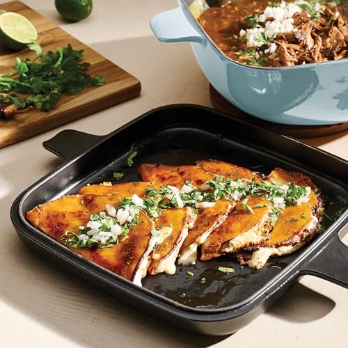 Tramontina Cultura 2-in-1 Enameled Cast Iron Dutch Oven Pot with Reversible Lid Griddle and Trivet, Oven Safe 6.5-Quart Multi-Cooker, Starlight Blue