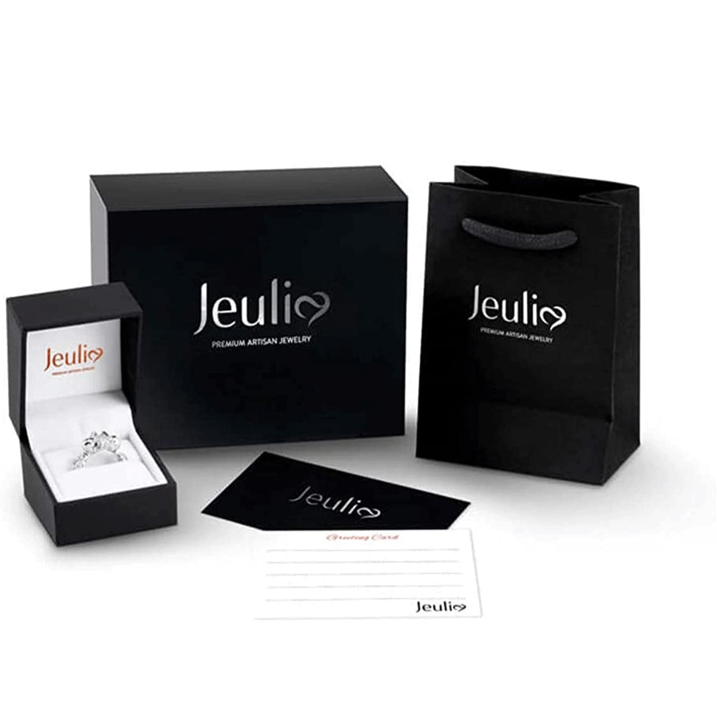 Jeulia 4.97 Carat Twist Skull Rings for Women Two Tone Round Cut Sterling Silver Two Tone Twist Band Rings White Diamond Bridal Ring Set Black Plated Engagement Promise Rings with Jewelry Gift Box,