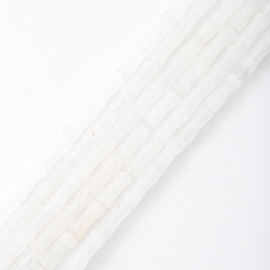 5x12mm Natural White Jade Stone Bamboo Shape Gem Healing Energy Loose Spacer Beads for DIY Necklace Bracelet Earring