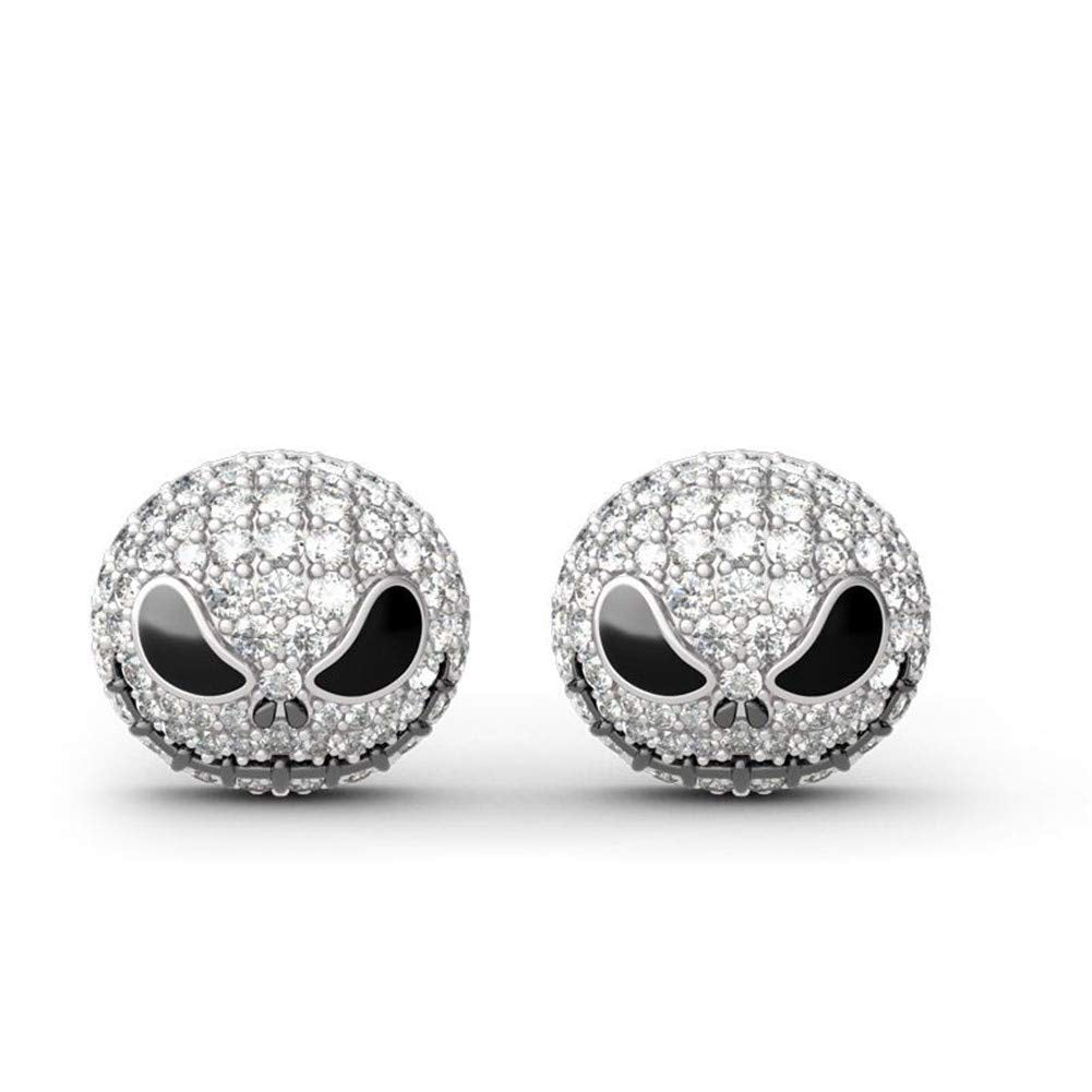 Jeulia 1.5 Carat Nightmare Earrings Jack Stud Earrings for Women Men Diamond 925 Sterling Silver Skellington Earrings Halloween Jewelry Romantic Jewelry Gift for Her Christmas Birthday Gift