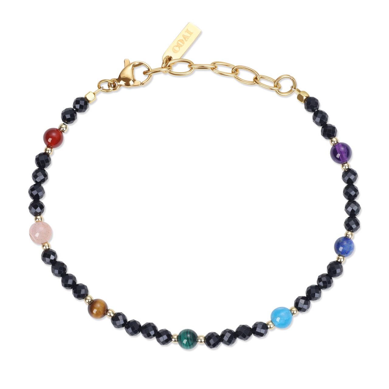 COAI 7 Chakra Bracelet for Women, Beaded Jewelry Black Tourmaline Bracelet for Women