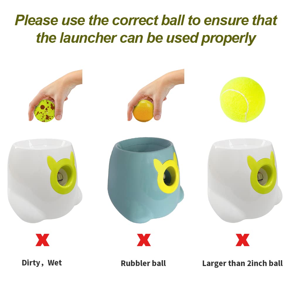BESTHLS Automatic Dog Ball Launcher & 22pcs 2inch Tennis/Rubber Ball for Small Medium Dogs Fetching Distance 10-30ft (Purple)