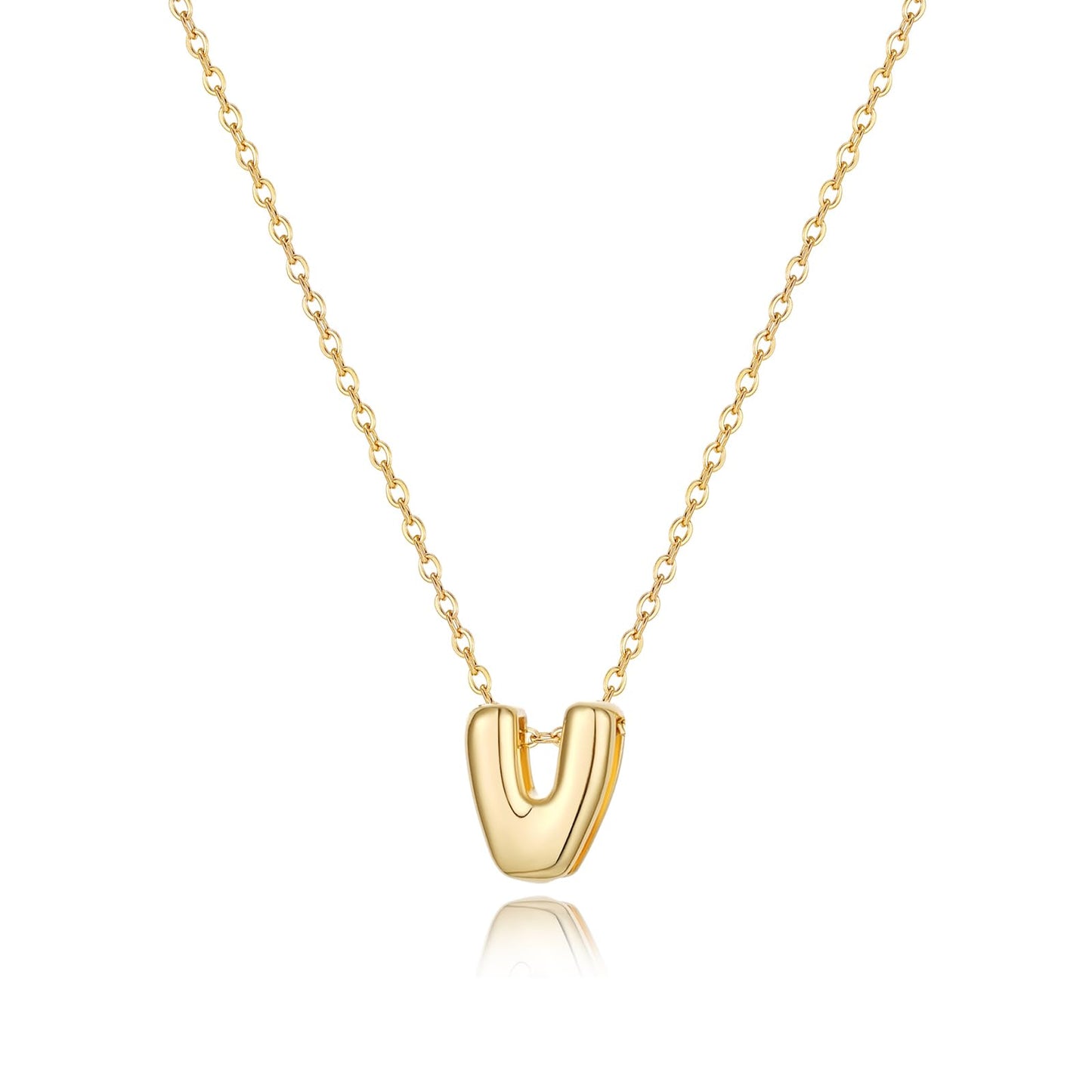CUEZIY 14K Gold Plated Bubble Letter Necklace Initial Necklaces for Women Dainty Personalized Charm Pendant Name Necklace Cute Non Tarnish Fashion Accessories Teen Gift Trendy Stuff Jewelry Gifts