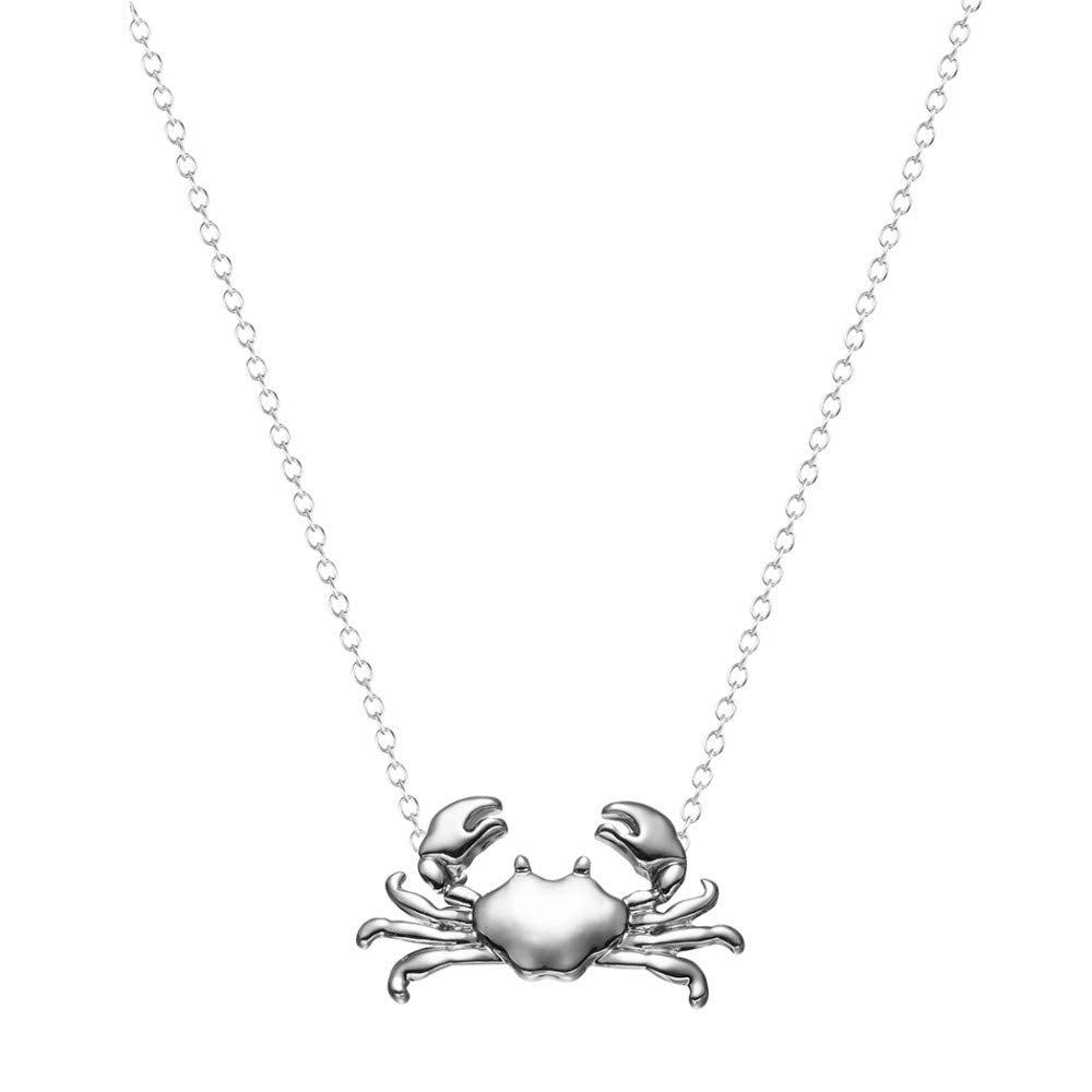 MOKAVIKY 25 Vintage Animal Crab Pendant Necklace for Women Silver Chain Crab Charm Dainty Jewelry