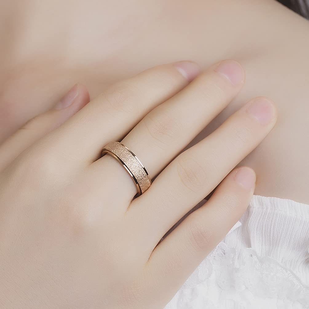 OreilleStar Anxiety Ring for Women Fidget Spinner Ring Fidget Toys Adults Titanium Stainless Steel Thumb Ring 6mm Wide Rose Gold Size 8