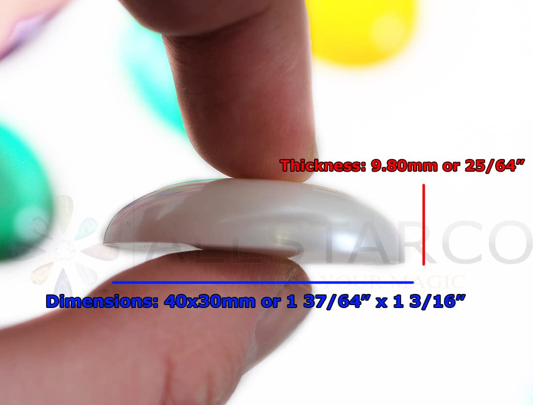 40x30mm Large Flat Back Oval Acrylic Cabochons Rhinestones Plastic Gems Embellishments for Crafts, Costumes, Card Invitations, Jewelry, Cosplay - 4 Pieces (Pearl H310)