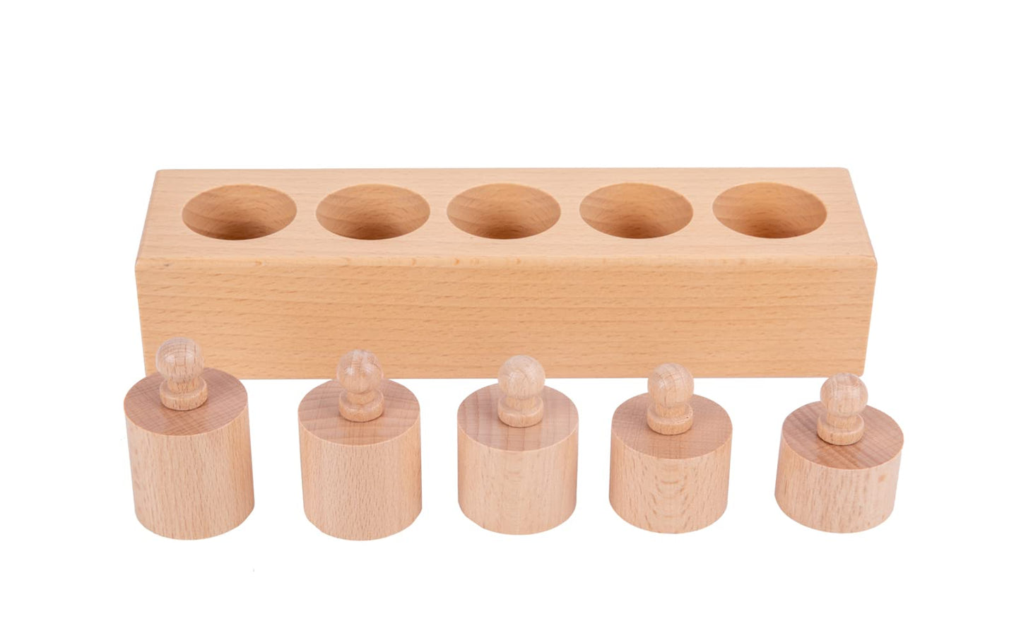 Montessori Toys for Babies 6-12 Months Wooden Knob Log Cylinder Blocks Development Sensory Toys for Toddlers Montessori Baby Games Educational Toys(4 Piece Set)