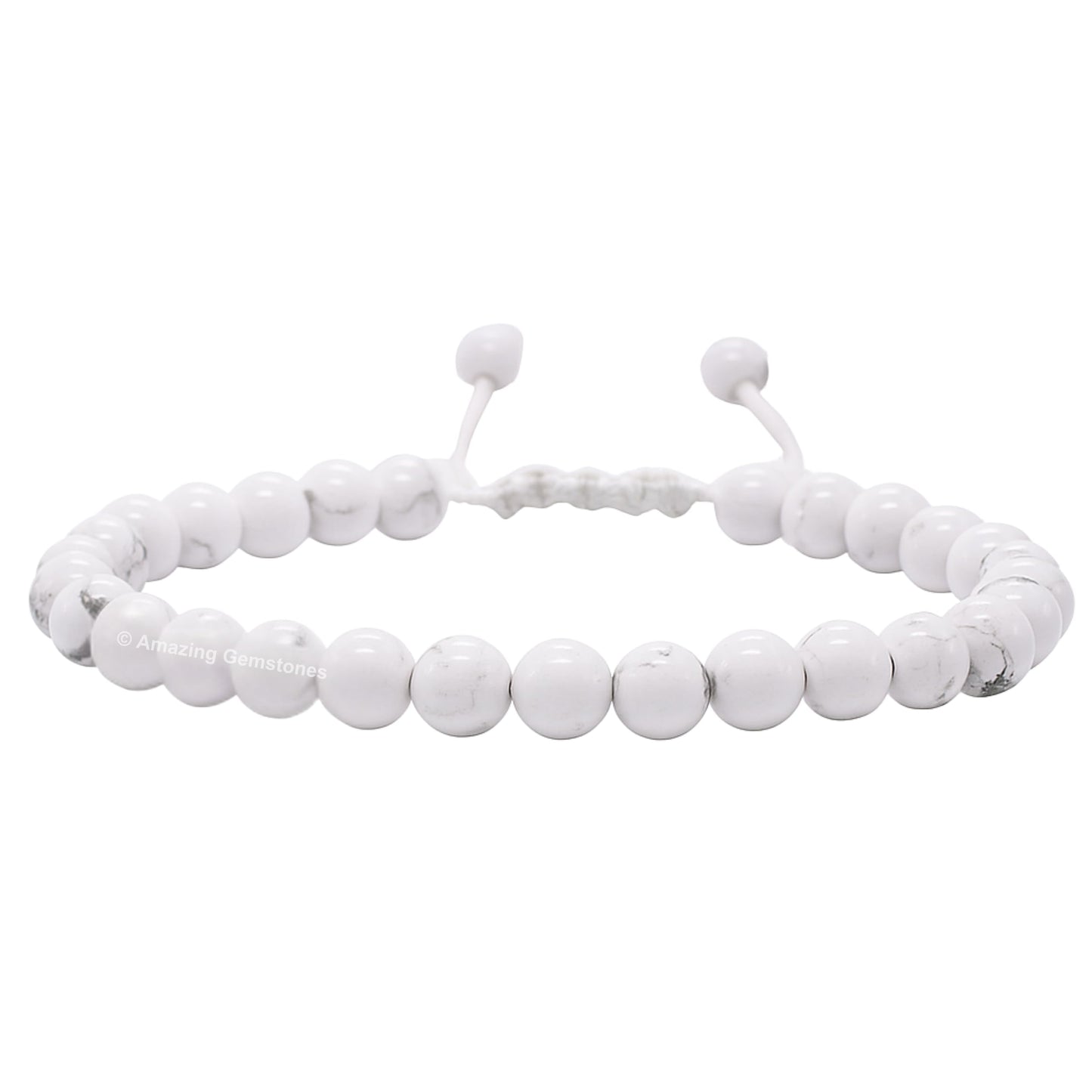 Amazing Gemstone Howlite Bracelet, Gifts For Men & Women - Protection Healing Crystal Bracelet - 6mm Gemstone Beaded Adjustable Bracelet, Pulseras Para Hombres Mujer Stocking Stuffers