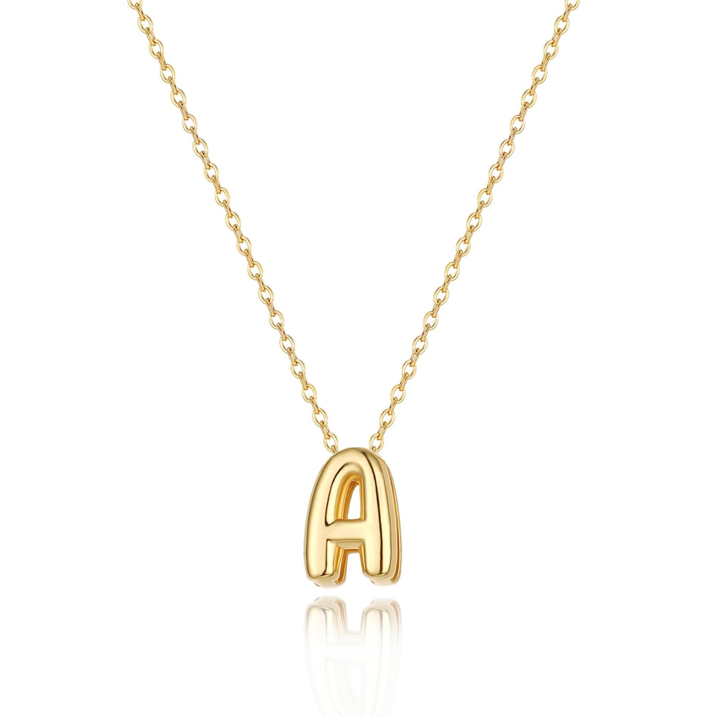 CUEZIY 14K Gold Plated Bubble Letter Necklace Initial Necklaces for Women Dainty Personalized Charm Pendant Name Necklace Cute Non Tarnish Fashion Accessories Teen Gift Trendy Stuff Jewelry Gifts
