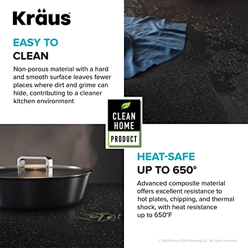 KRAUS Bellucci 30” in. Undermount Workstation Granite Kitchen Sink in Metallic Black with Accessories, KGUW2-30MBL