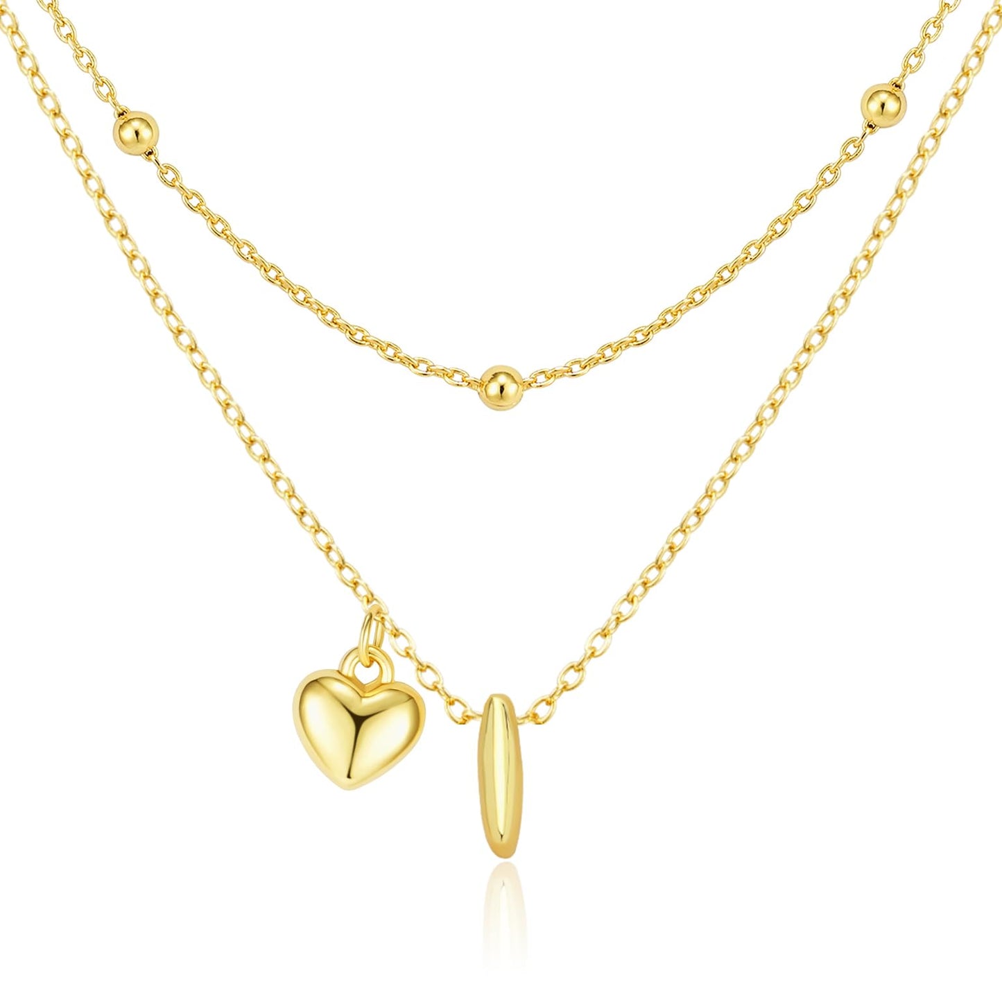adoyi Gold Heart Initial Necklaces for Women Hers Dainty 14K Gold Plated Heart Initial Necklaces Layered Letter I Pendant Necklace Stack Birthday Valentines Gifts for Women Jewelry