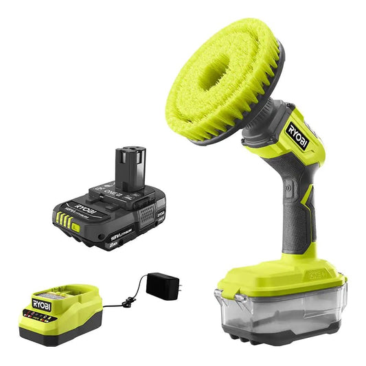 ONE+ 18V Cordless Compact Power Scrubber Kit with 2.0 Ah Battery and Charger