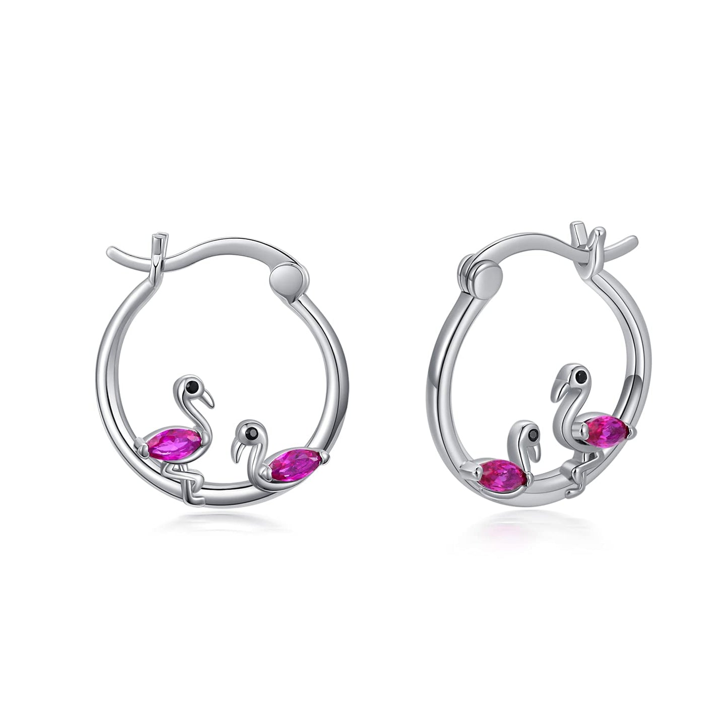 Flamingo Earrings Sterling Silver Hypoallergenic Small Hoop Earrings for Sensitive Ears Flamingo Jewelry Graduation Gifts for Women Daughter Her