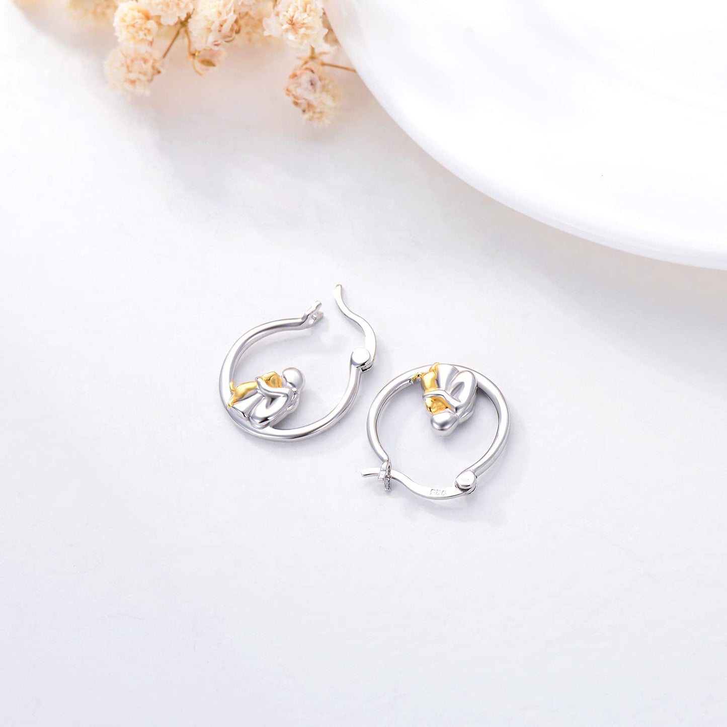 Dog Earrings for Women 925 Sterling Silver Cute Pet Hoop Earrings Hypoallergenic Puppy Jewelry Graduation Gifts for Women Daughter Her Dog Lovers
