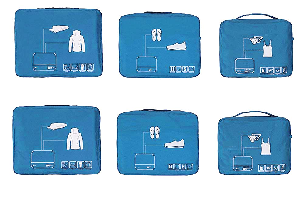 Packing Cubes Set Travel Luggage Organizers Suitcase Lightweight Accessories (Sky Blue)