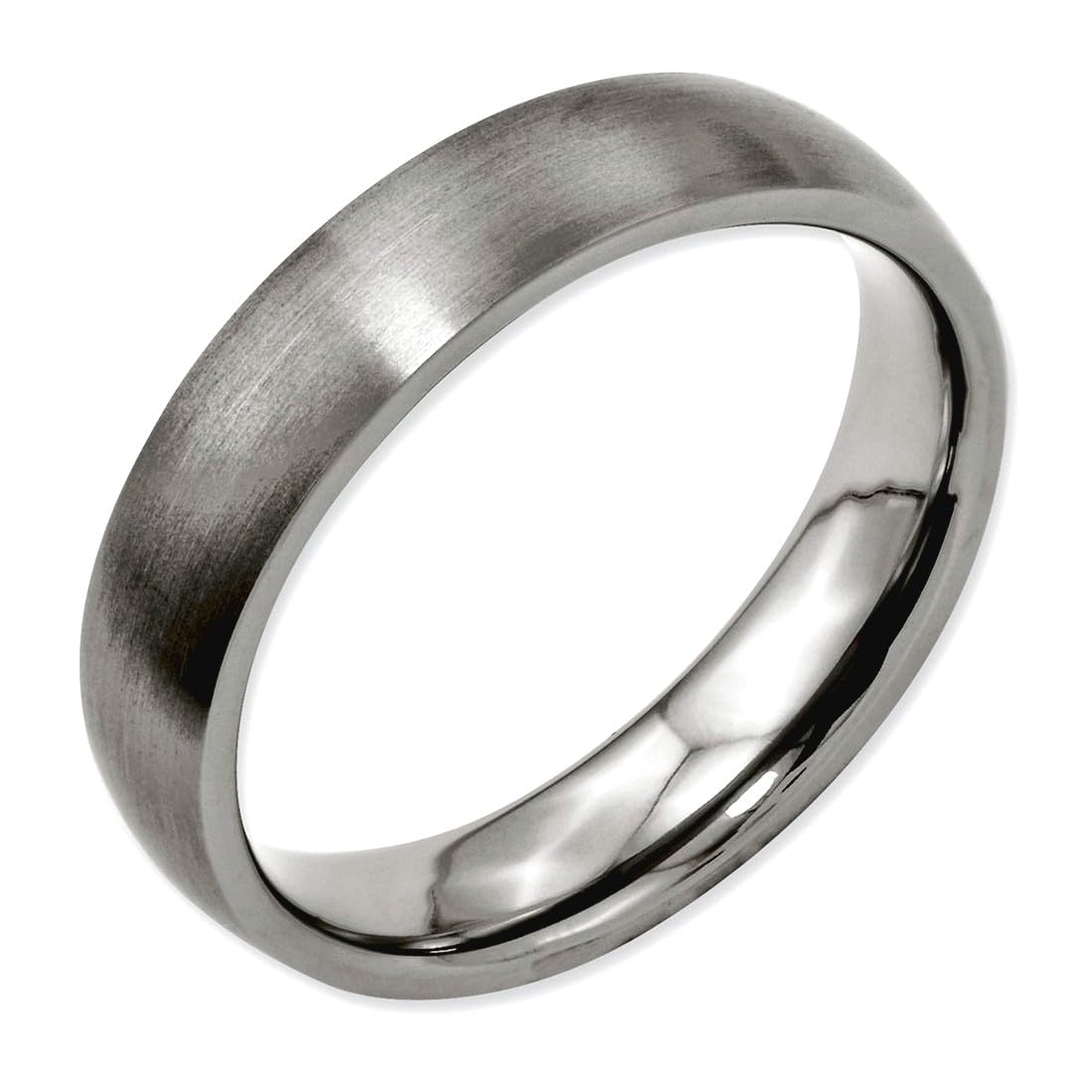 JewelryWeb Titanium Half Round 5mm Brushed Band Ring Size 7 Ring for Women and Men