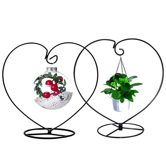YY YEARCHY Ornament Display Stand Heart Shaped Hook Rack Holder for Hanging Glass Globe Pot Terrarium Witch Ball Home Christmas Wedding Decoration Creative Gift (2, 4.7" x 9" x 9")