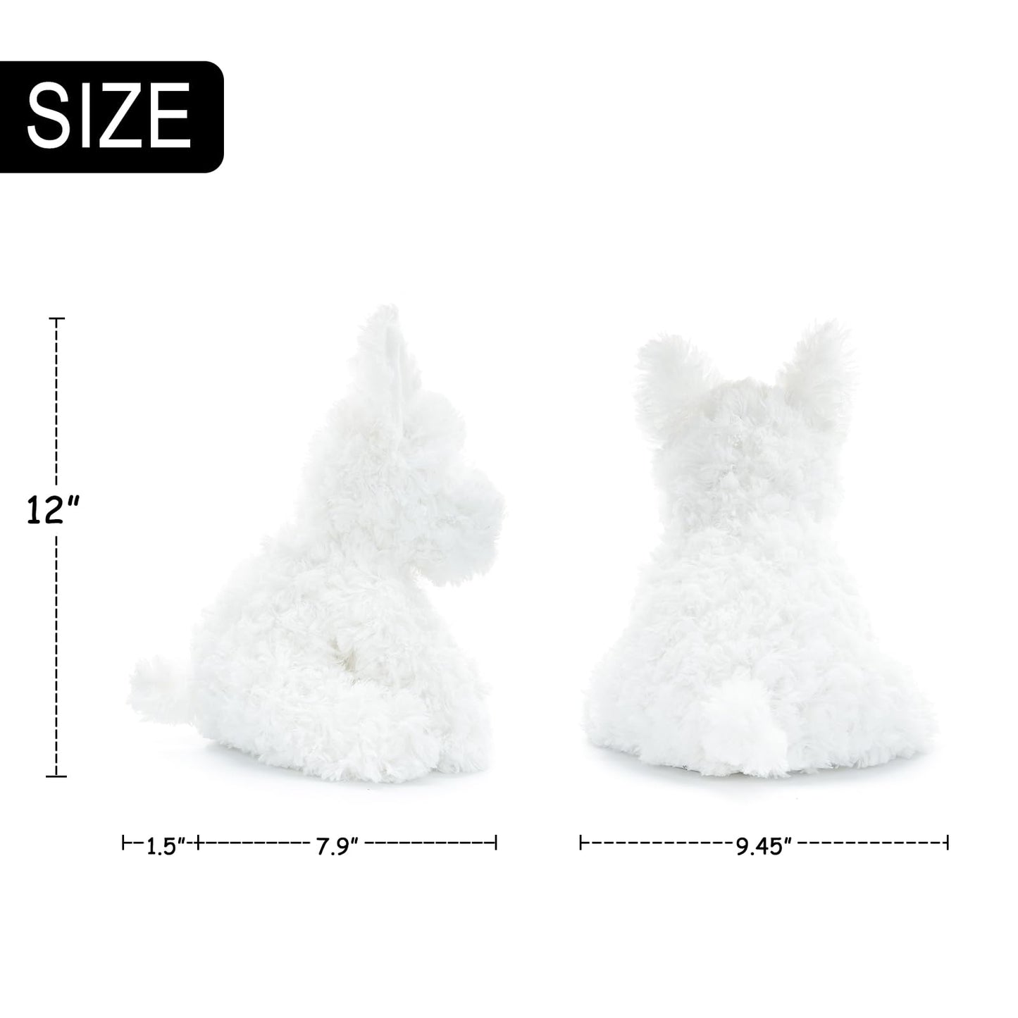 WEIGEDU West Highland White Terrier Dog White Westie Puppy Stuffed Animals Plush Toys for Kids Girls Boys Baby Birthday Bedtime Gift, 12 inches