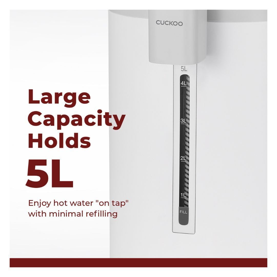 CUCKOO CWP-A501TW 5-Liter Hot Water Dispenser & Warmer with 4 Operating Modes, Chlorine Evaporation, Child Lock Function (White/Gray)