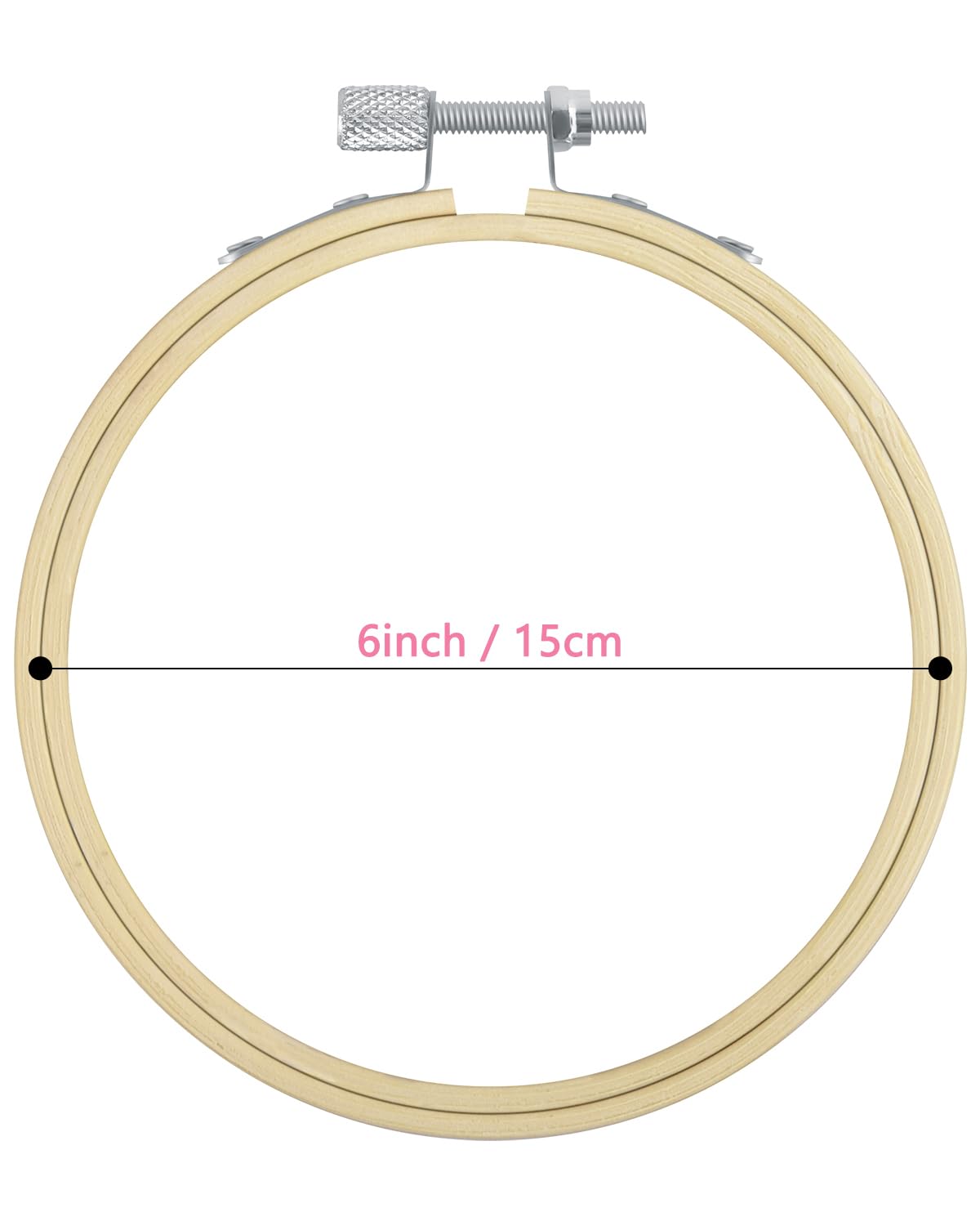 TINDTOP 8 Pieces 6 inch Embroidery Hoops, Bamboo Frame Circle Cross Stitch Hoop Ring Embroidery Hoops Set for Embroidery and Cross Stitch