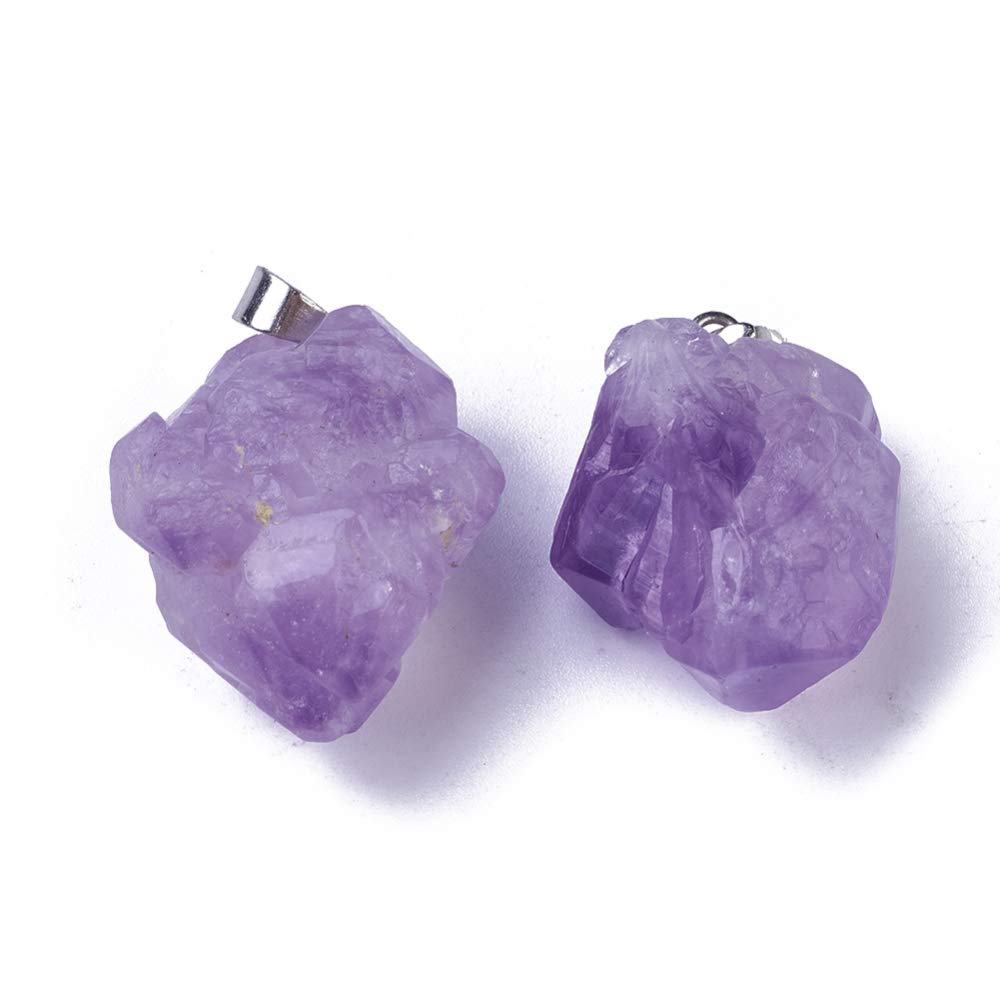 DanLingJewelry 30pcs Natural Amethyst Healing Point Chakra Reiki Nuggets Pendants for Necklace Earrings Bracelet Jewelry Making 12-20x20-26mm