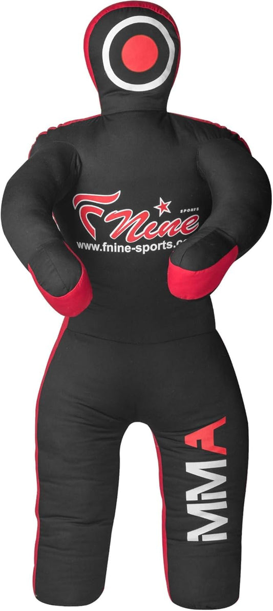 MMA Grappling Dummy, for Judo, Wrestling, Brazilian Jiu Jitsu, Submission and Throwing UNFILLED Canvas Bag (Black Red, 47 Inches (4 feet))