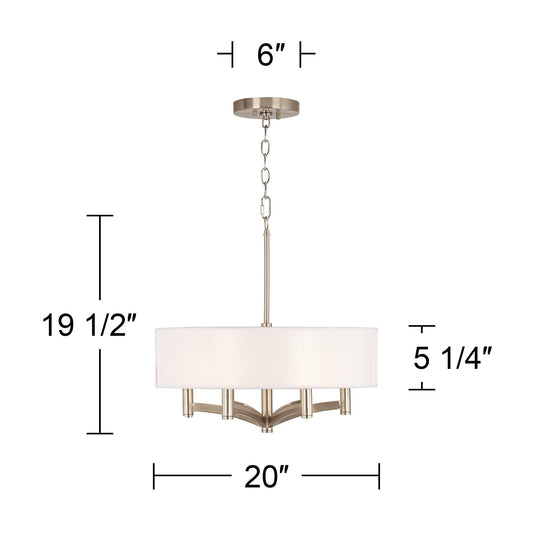 Giclee Glow Ava 20" Wide Embracing Change Print Shade Nickel Chandelier