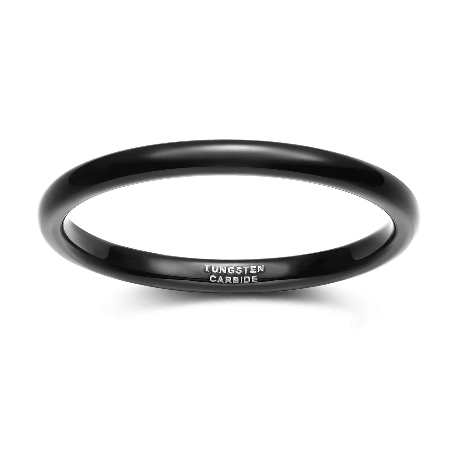 TRUMIUM 2mm Tungsten Rings for Women Men Thin Wedding Bands Engagement Promise Wedding Ring Beveled Edges Plain Domed Size 4