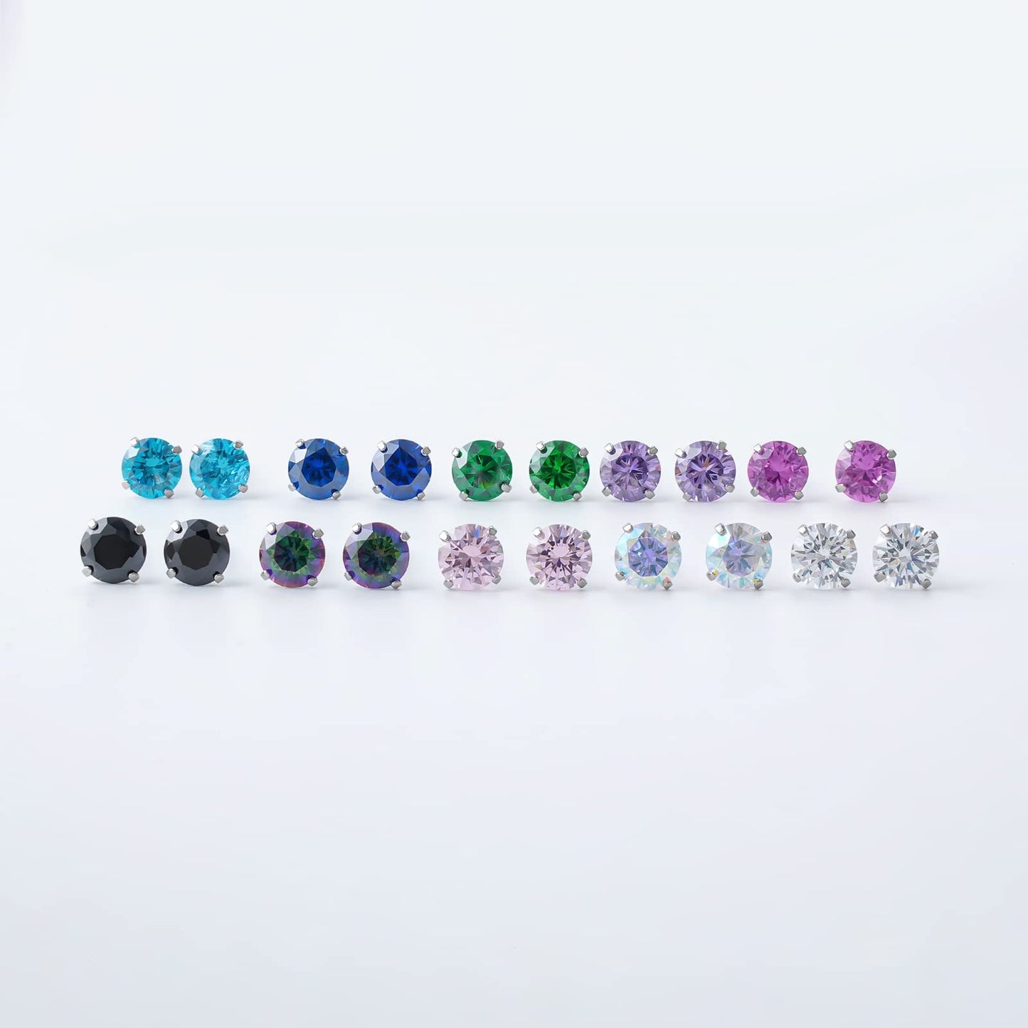 1 Pair Implant Grade Titanium Stud Earrings Set Hypoallergenic 3mm 4mm 5mm 6mm Cubic Zirconia G23 Titanium Earring Studs for Women Men for Sensitive Ear (5mm VM)