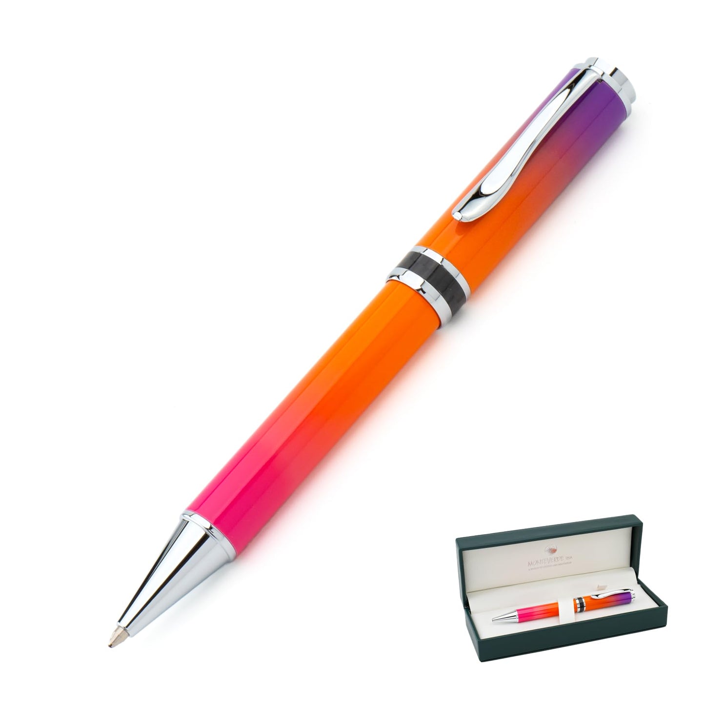 Monteverde USA Innova Ombre Fusion Luxury Ballpoint Pen – Harmony Purple/Orange/Pink Gradient Finish – Smooth Blue Gel Ink – Italian-Inspired, Refillable Parker-Style Pen