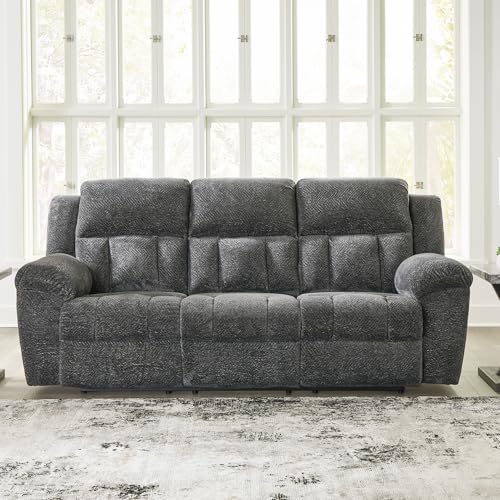 Signature Design by Ashley Frohn Contemporary Manual Reclining Sofa, Gray