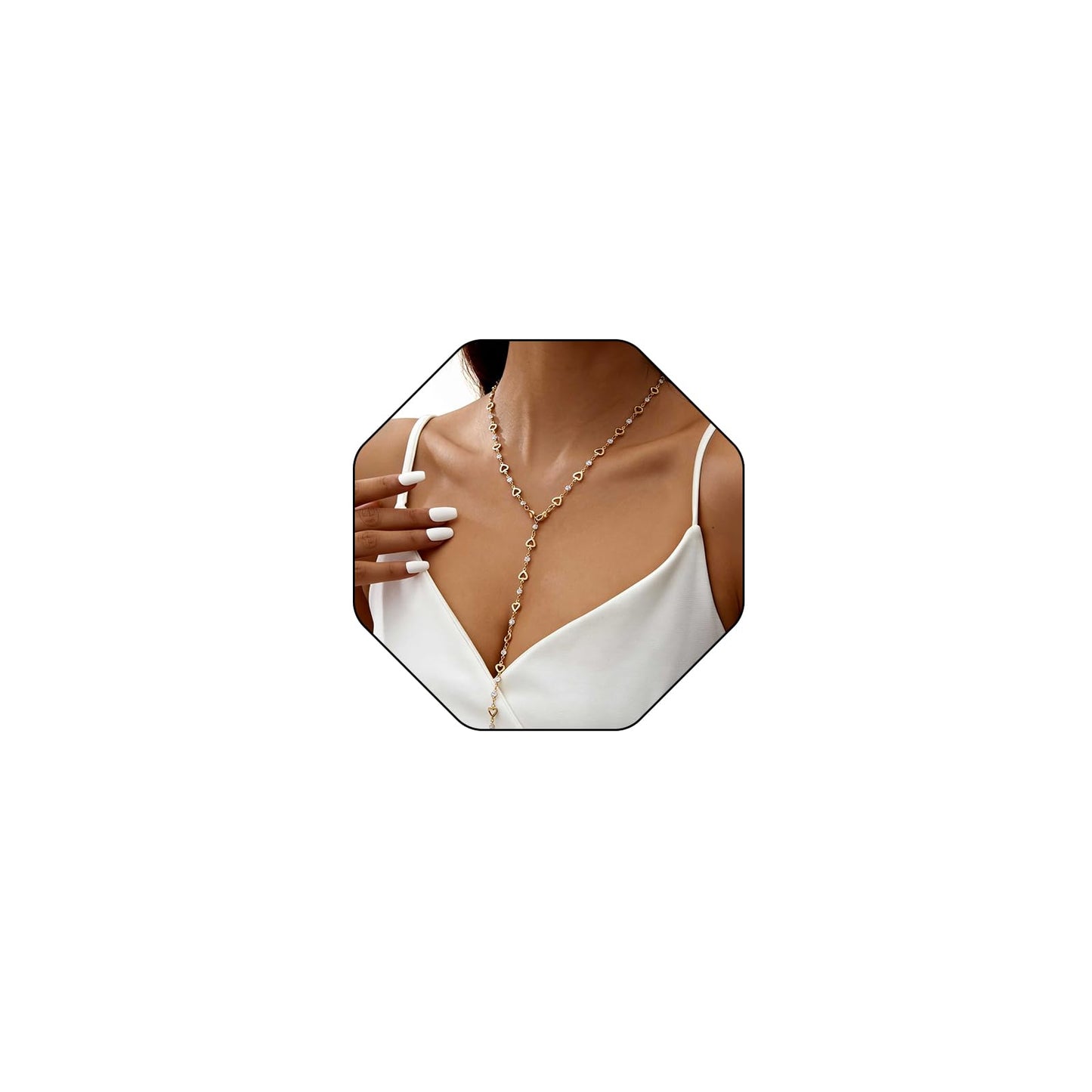 ENGCKSHI Necklace for Women, Dainty Long 14K Gold Y-Shaped Necklace Jewelry Trendy Beaded Layered Chain Drop Necklaces Jewelry Women Gifts