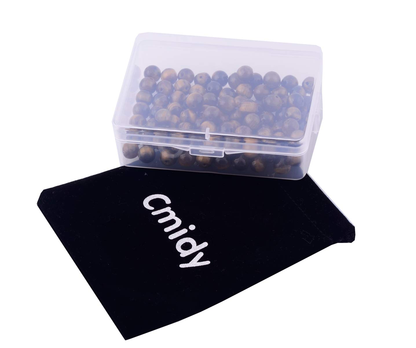 Natural Stone Beads 100pcs 8mm Tiger Eye Round Genuine Real Stone Beading Loose Gemstone Hole Size 1mm DIY Smooth Beads for Bracelet Necklace Earrings Jewelry Making (Tiger Eye, 8mm)
