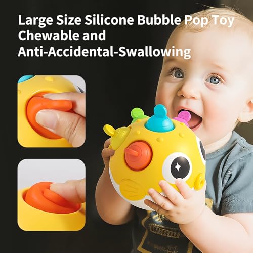 GeeKiPrime Baby Wobble Toys, Infant Rolypoly Tumbler Musical Wobbler Toy with Silicone Bubble for Teething Sensory Play, Baby Tummy time Toys for Newborn 3 6 12 Months Gifts for Toddler Boys Girls