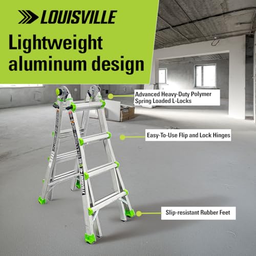 Louisville 18-Ft Reach Aluminum Multipurpose Ladder, Type IA, 300-pound Load Capacity, L-2099-18