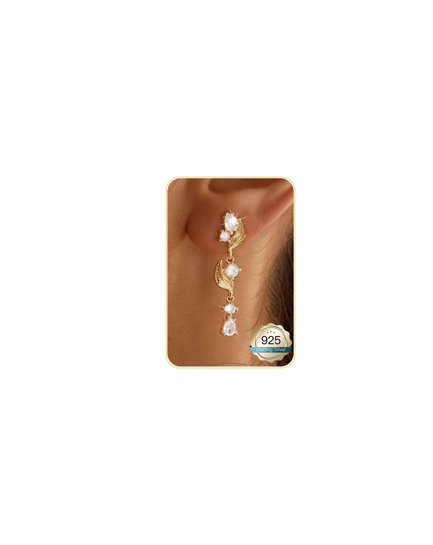 Gold Dangle Earrings for Women Trendy 14K Gold Plated Brides Drop Dangle Cubic Zirconia Elegant Prom Bridal Bridesmaids Wedding Anniversary Dangling Jewelry