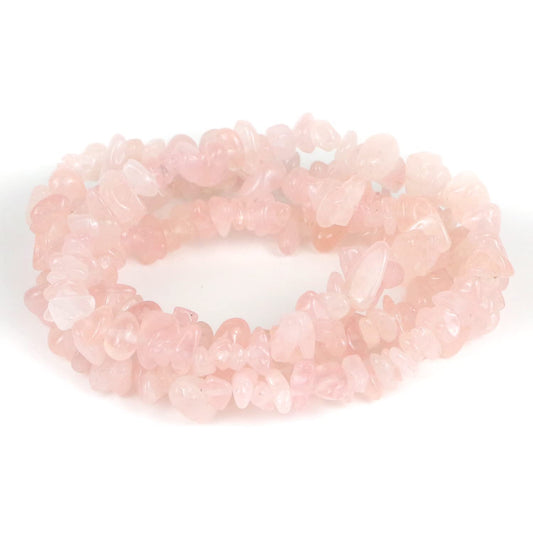 31 inches Chip Stone Loose Gemstones Beads Drilled Strand for Jewelry Making (Pink Quartz)
