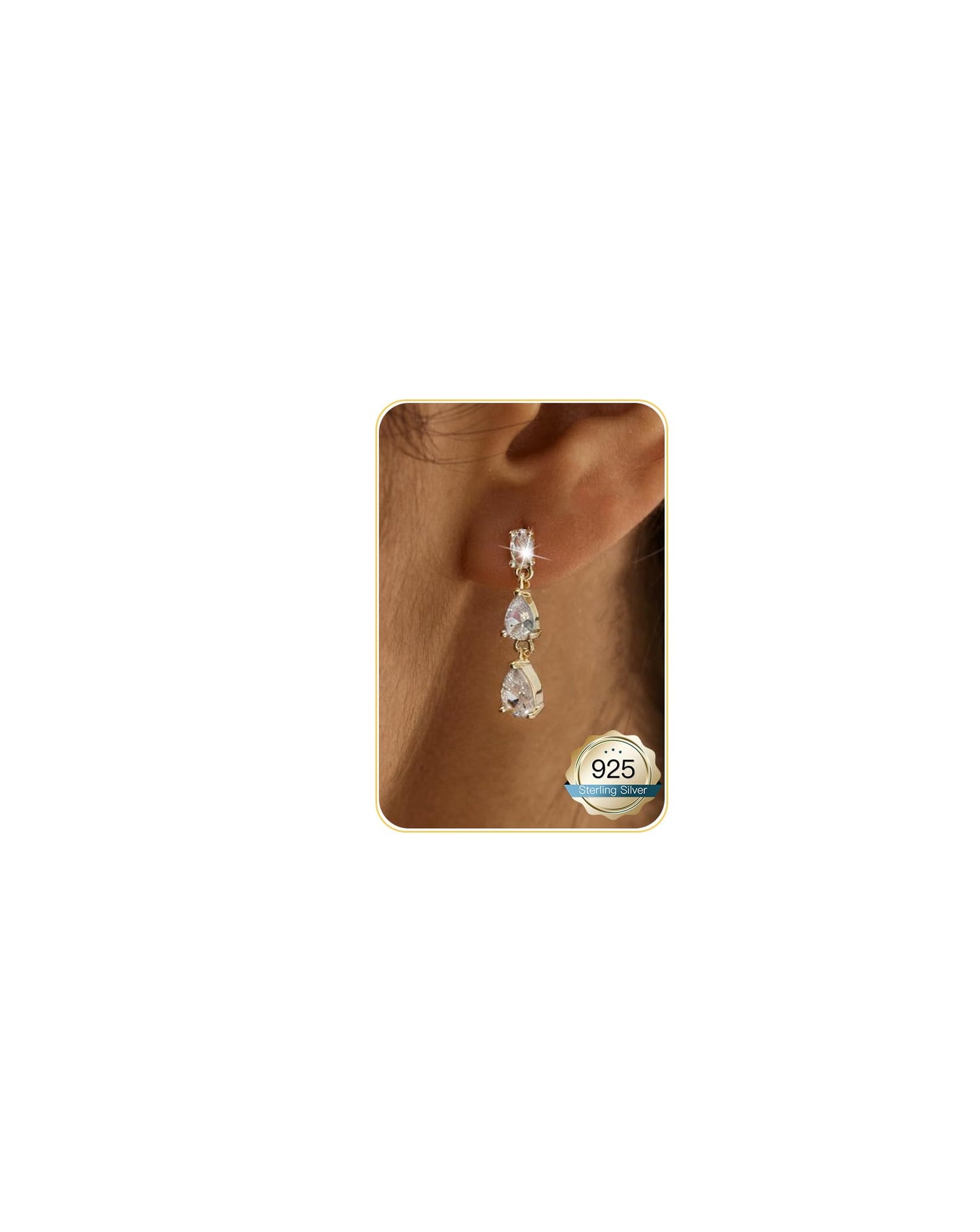 Gold Dangle Earrings for Women Trendy - 14K Gold Plated Brides Drop Dangle Cubic Zirconia Elegant Prom Bridal Bridesmaids Wedding Anniversary Dangling Jewelry