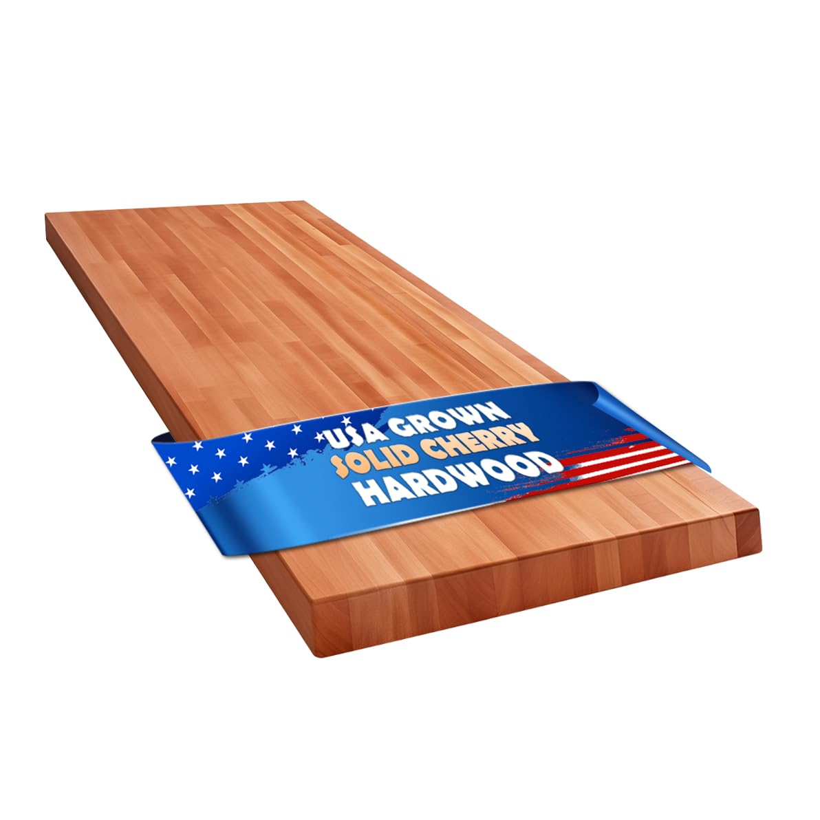 CONSDAN Butcher Block Counter Top, USA Grown Cherry Solid Hardwood Countertop, Wood Slabs for Kitchen, Reversible, Both Side Polished, Prefinished with Food-safe Oil, 1.5" Thickness, 48" L x 25" W