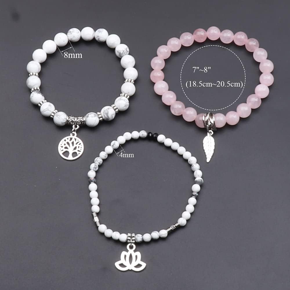UEUC Tree of Life Yoga Healing Stone Bracelets,Multilayer Lotus Chakra Stone Reiki Bracelet Sets,Anxiety Crystal Natural Stone,for Women Stress Relief(#178)