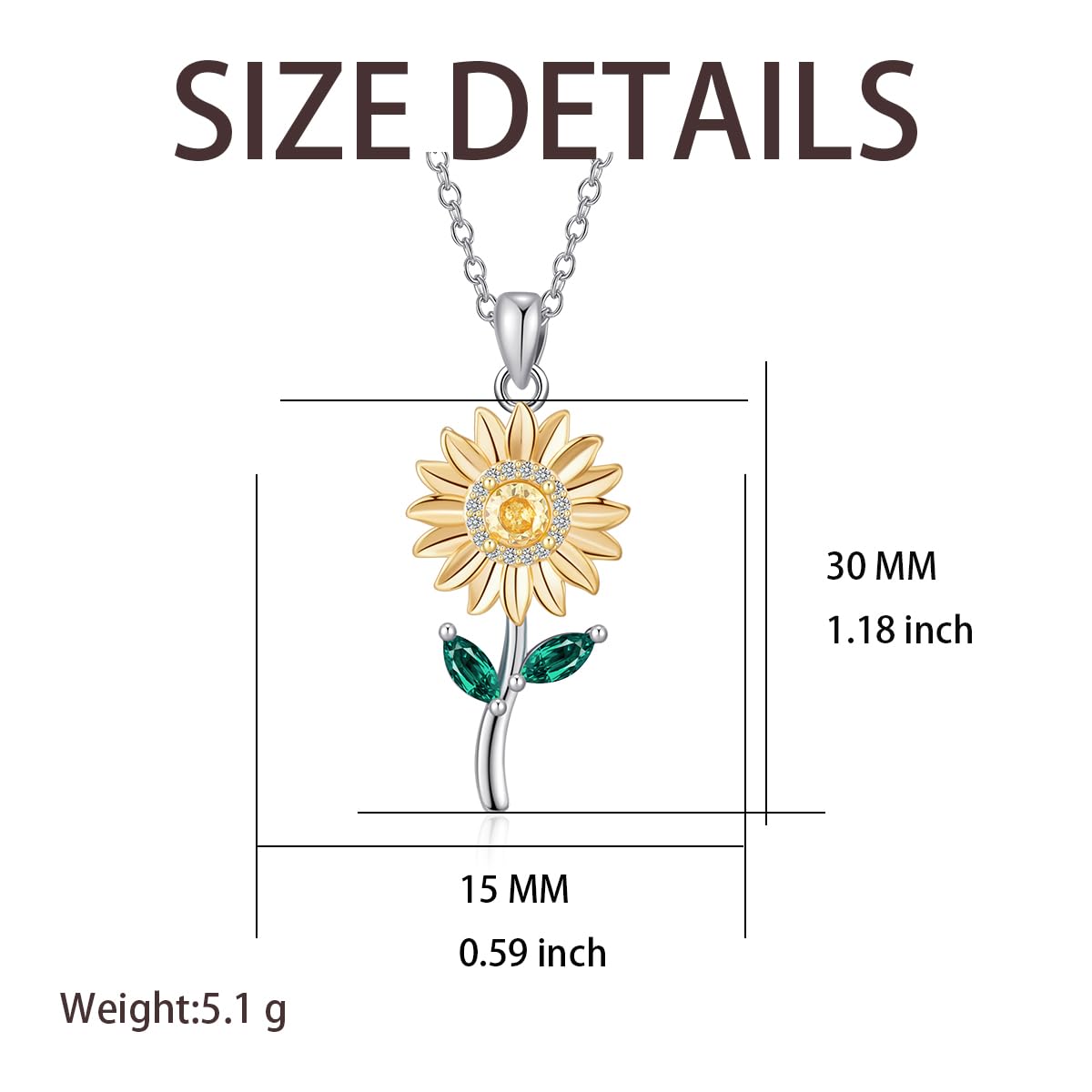 HELORET Sunflower Necklace Sunflower Cross Pendant Flower Necklace Jewelry for Women Birthday Gifts