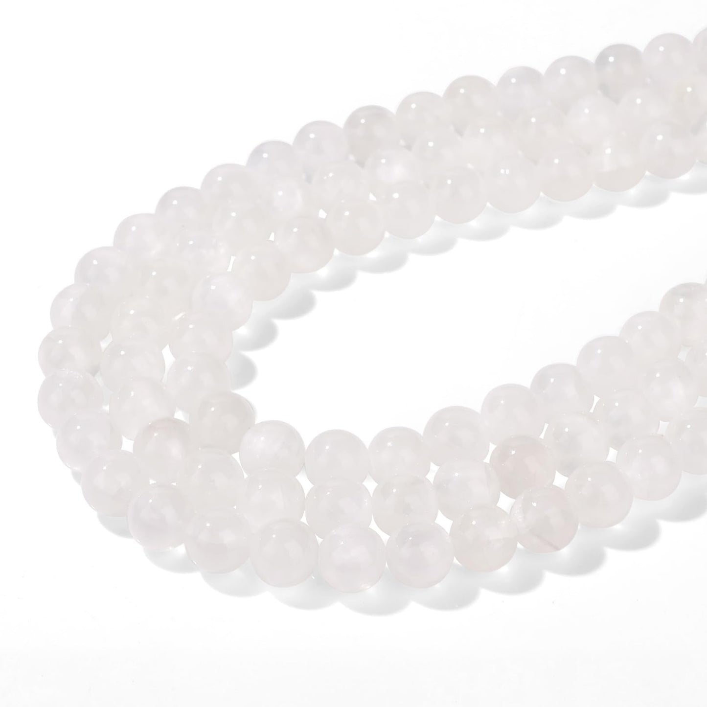 Risyfjew 50PCS 8mm Natural Selenite Beads Gemstone Round Loose Beads for Jewelry Making Chakra Crystal Stone Beads for Bracelets Necklace Earrings Making Supplies (50pcs/Strand)