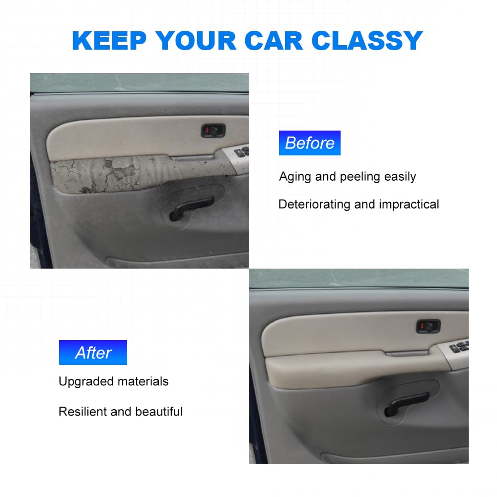 JDMON 1 Pair Front Left Driver Right Passenger Interior Door Armrest Handle Replacement for 1999-2006 Chevy Suburban Avalanche Tahoe GMC Yukon Cadillac Escalade Replacement for 88981547 15703701 Beige