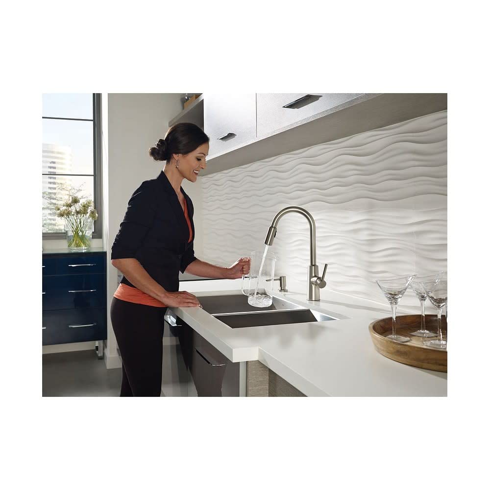 Moen 87066SRS Pullout Spray High-Arc Kitchen Faucet with Soap Dispenser from The Nori Collection, Spot Resist Stainless